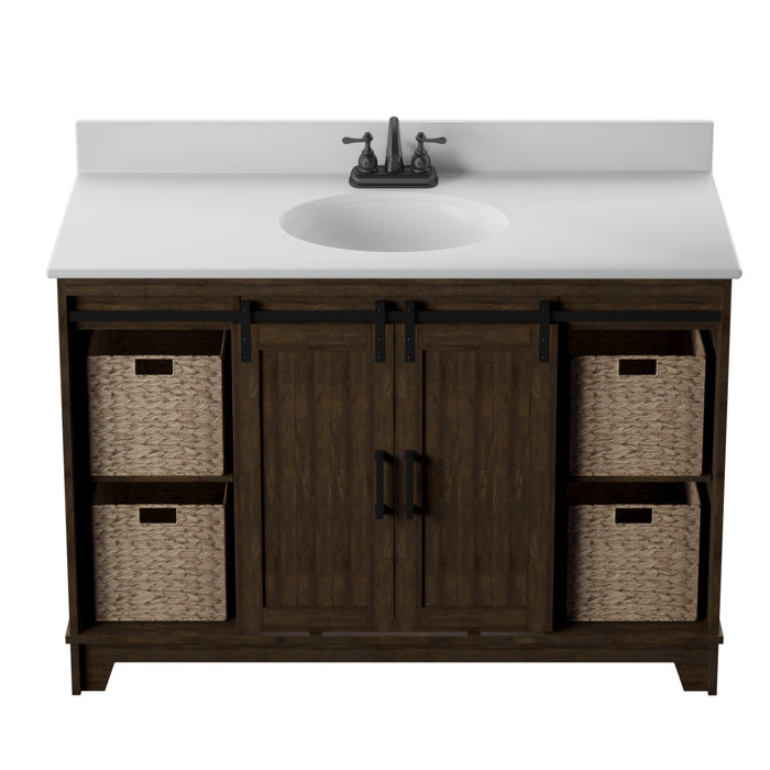 Sand & Stable Braylen Sliding Barn Door 48" Single Bathroom Vanity Set